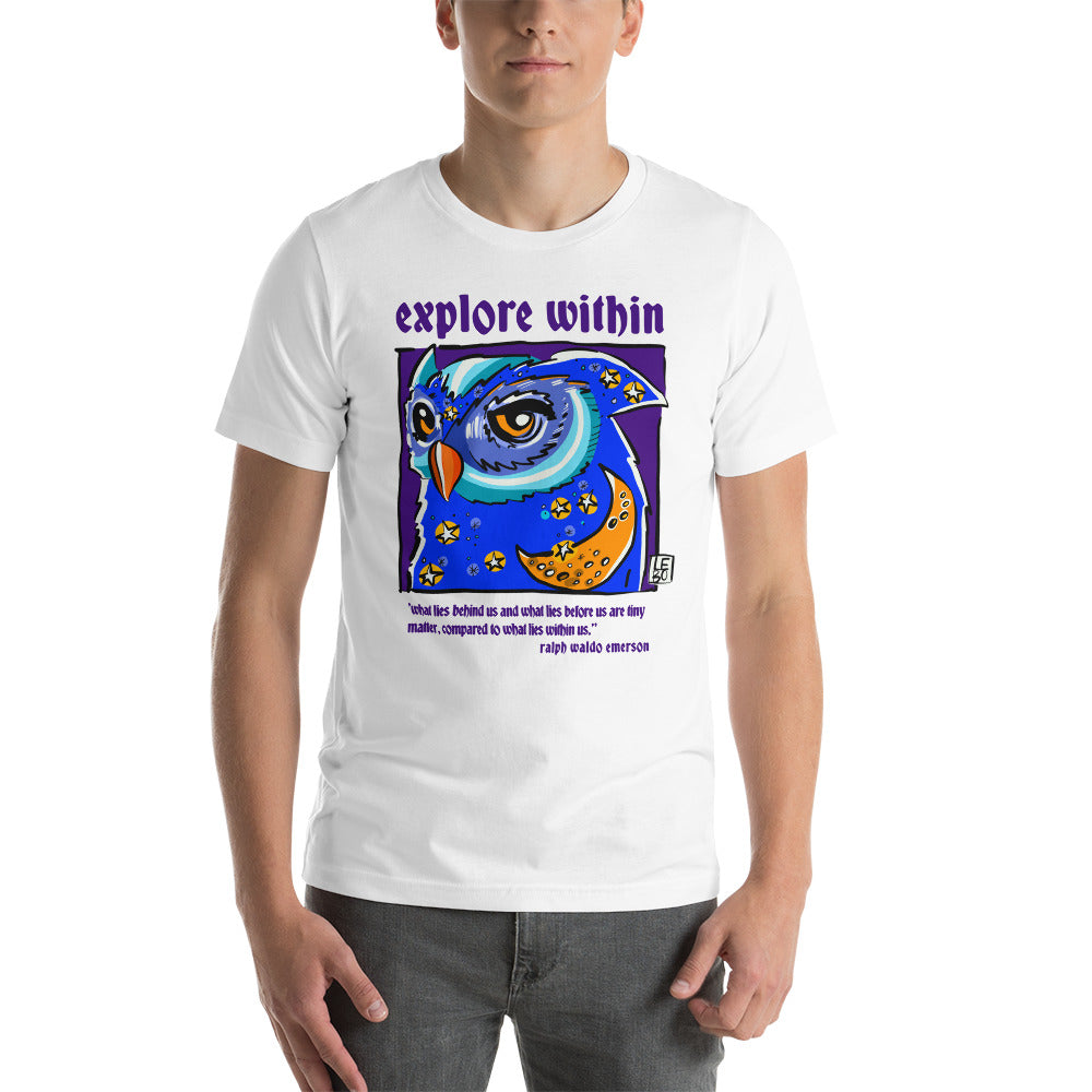 Explore Within, Ralph Waldo Emerson - Lebo Short Sleeve Unisex T-Shirt